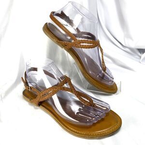 American Ragcie Thong Sandal Women's Size 8 (9.5") Faux Leather Flat Braided**